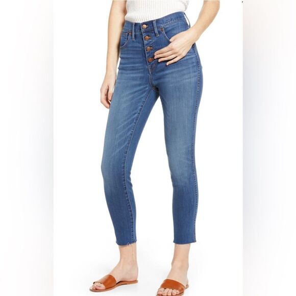Madewell 10-Inch High Waist Button Front Crop Skinny Jeans - Picture 1 of 15